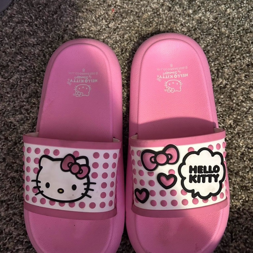 Hello Kitty Pink Polka Dot Kids Slippers